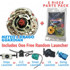 L-Drago Guardian BB-121C Beyblade Starter Set Includes Free Gifts - 1 Launcher, 1 Random Stats Card, & 5 Piece Beyblade Parts Pack - All from Metal Fusion, Metal Fury, & Metal Masters Series   